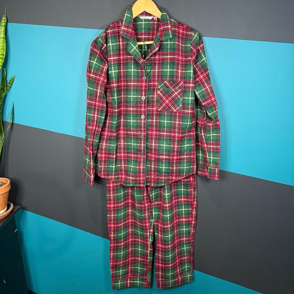 La Vie en Rose Plaid Flannel PJ Set 100% Cotton - Picture 3 of 15